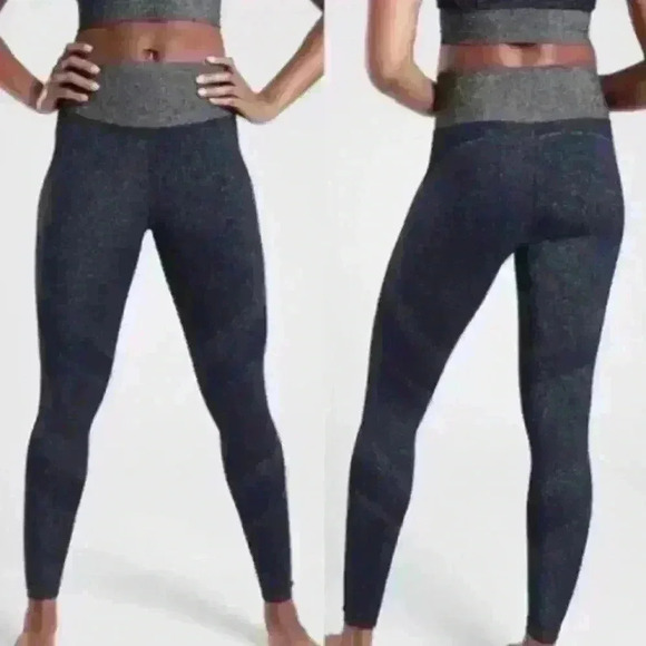 Athleta Twilight Tights Womens Size Small Navy/Silver Seamless High Rise Gym - Picture 1 of 9